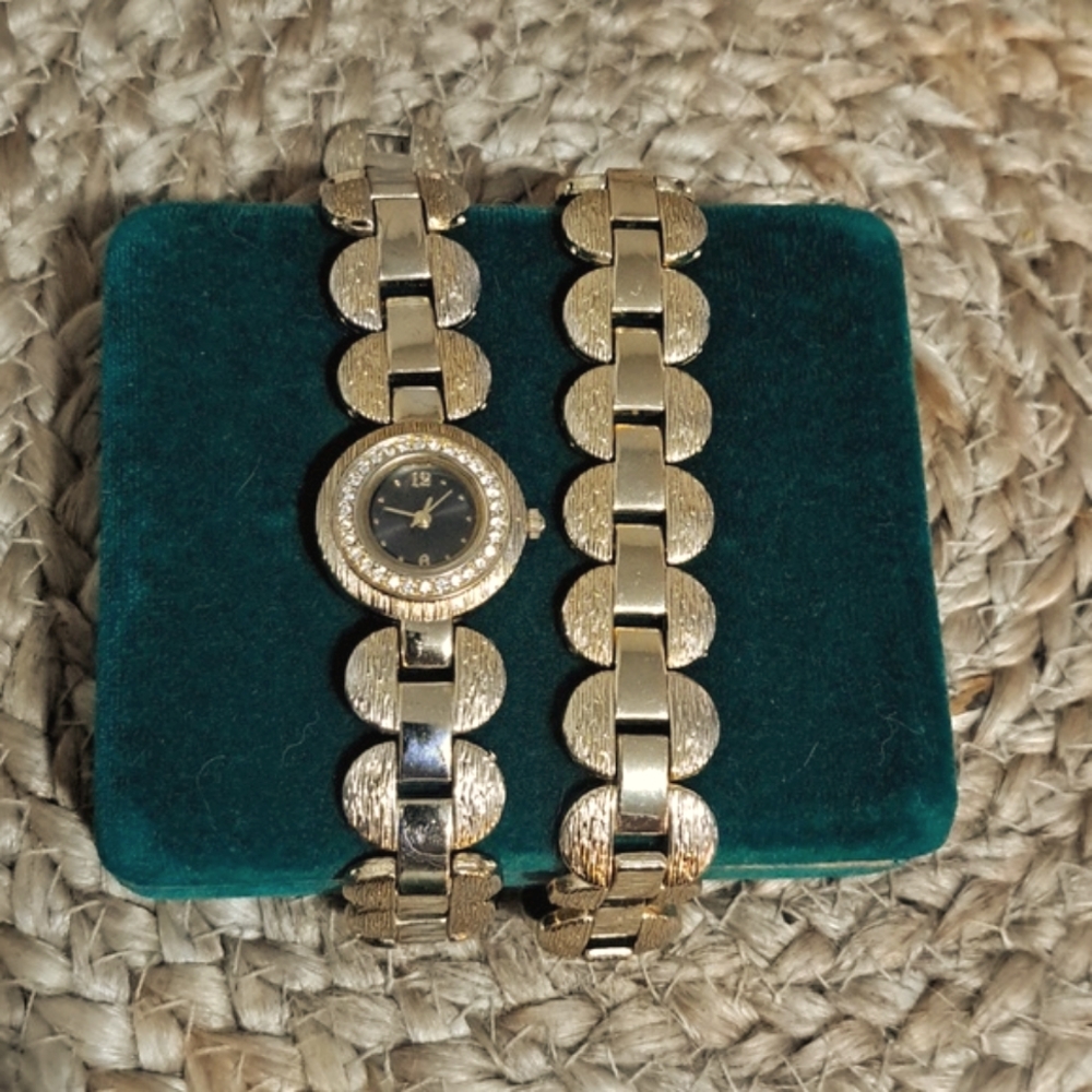 Vintage Allude Gold Tone Women's Watch and Bracelet Set